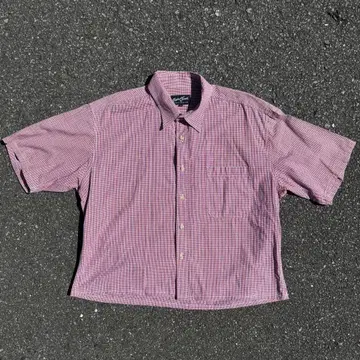 vintage 숏 기장 체크 셔츠