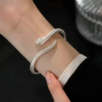 뱀 디자인 실버 팔찌