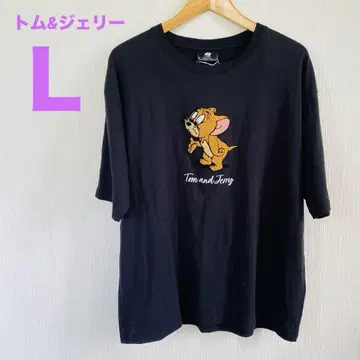 [새상품] 톰과 제리 자수 캐주얼 블랙 T셔츠 L사이즈