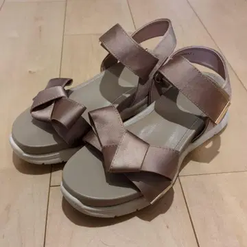 RANDA 리본 샌들 베이지 통굽 L 사이즈
