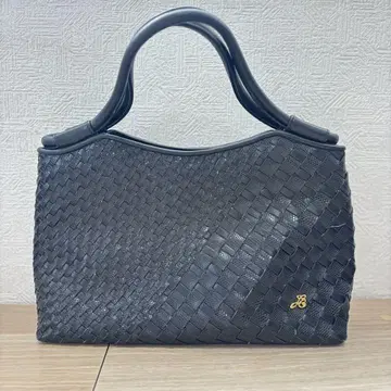 블랙 뜨개질 가죽 핸드백