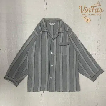 vintage 스트라이프 셔츠 긴팔 그레이 계열 그레이