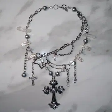 핸드메이드 목걸이 십자가 y2k 그런지 Ruxeros