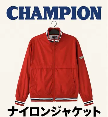 Champion (챔피온) 나일론 재킷 레드 x 트리콜로 라인