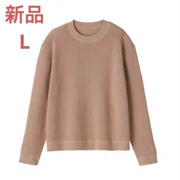 MUJI 워셔블 와플 크루넥 스웨터 여성 L 핑크