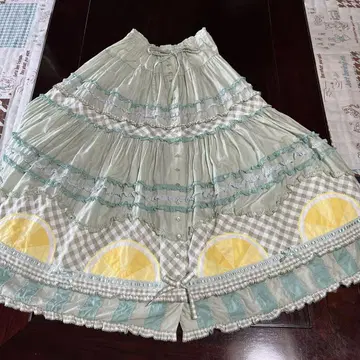 새상품급 핑크하우스 민트 기반 패치워크 스커트