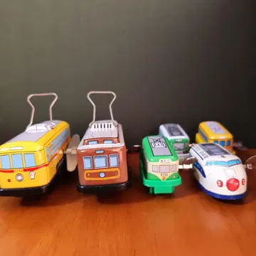 양철 노면 기차 도덴 신칸센 태엽 완구 6개 세트 레트로