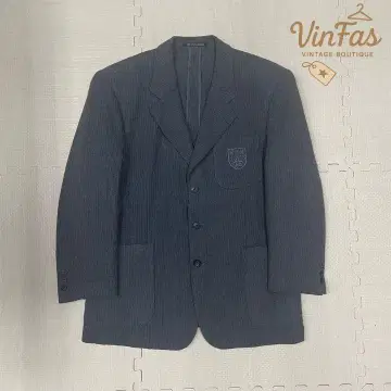 vintage 그레이 가는 스트라이프 테일러드 자켓