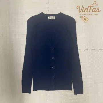 vintage 네이비 리브 가디건 긴팔