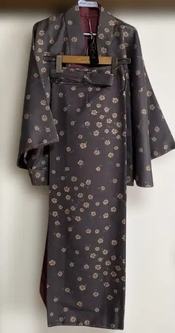 블랙 플라워 무늬 코몬 기모노 사이즈 58cm