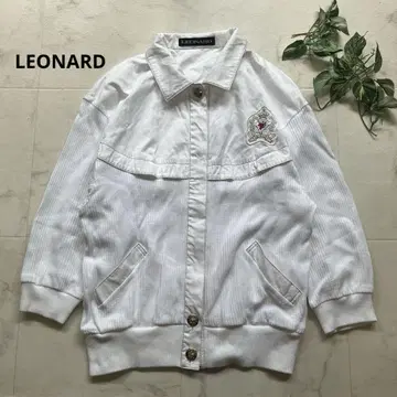 LEONARD 코튼 블루종 사이즈 11 엠블럼 금 로고 버튼 화이트