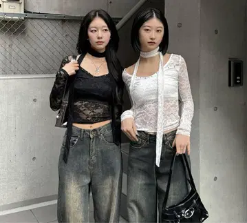 TRIFLE 스카프 세트 레이스 티셔츠