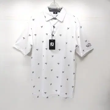 미사용 FOOTJOY 골프 피케 셔츠 M 화이트 소매 자수 택 포함