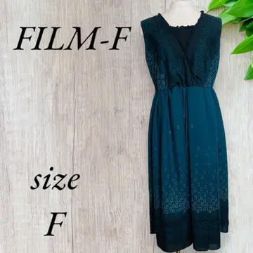 FILM-F 원피스 무릎 기장 슬리브리스 플레어 스커트 남색 A323