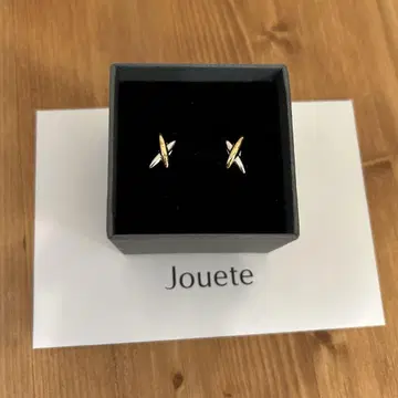 새상품급 jouete 쥬에테 귀걸이 크로스 콤비 컬러 양쪽 귀