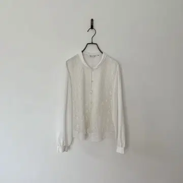 구제 의류 레이스 셔츠 포멀 화이트 파티 2차 모임 세레모니 레트로 M