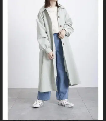 미사용 새상품 Samansa Mos2 blue 스텐카라 코트 민트
