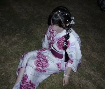 핑크 달리아 유카타 오비 리본