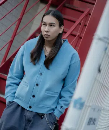 GIBOUS x LHP SWEAT CARDIGAN BLUE