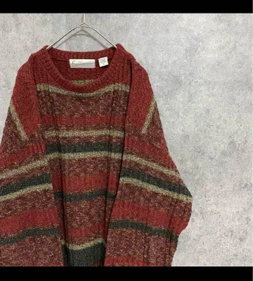 90S vintage 디자인 니트 스웨터 남성용 L 면 구제 의류 개성파