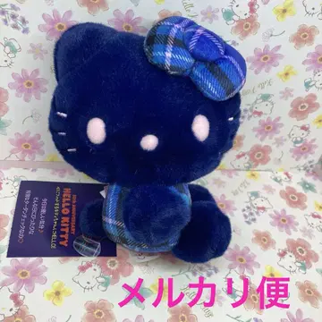 산리오 헬로키티 봉제 인형 기념일 블루 타탄 체크