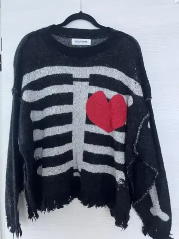 DISCOVERED LAME BONE&HEART KNIT