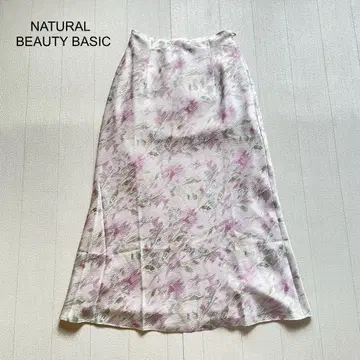 NATURAL BEAUTY BASIC 블러 플라워 내로우 스커트 M