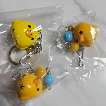 초레어 미사용품 리락쿠마 키이로이토리 방울 키링 3개 세트