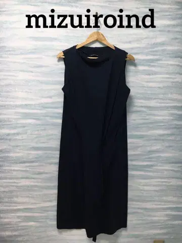 [ mizuiroind ] 슬리브리스 원피스 네이비 무지 면