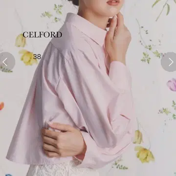 CELFORD 백 플레어 크롭 기장 셔츠 38은 핑크