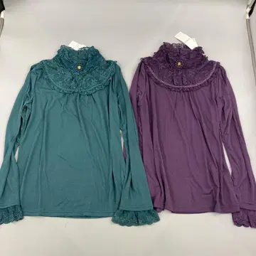 택 포함 새상품 엑시즈팜 초커풍 프릴 터틀 M