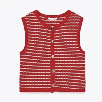 ZARA 자카드 버튼 베스트 M 사이즈 빨간색