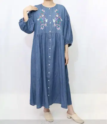 [ 스칼라 ] 데님 자수 OP