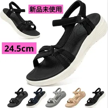 경량 스포츠 샌들 24.5cm 여성용 통굽 블랙 샌들