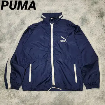 80s 90s PUMA 자수 로고 삼각형 택 네이비 컬러 나일론 자켓