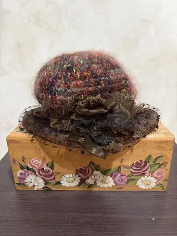 손뜨개질 울 모자 멀티 컬러