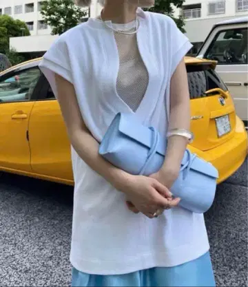 [ 새상품 ] MESH LAYERED WAFFLE TUNIC TOP