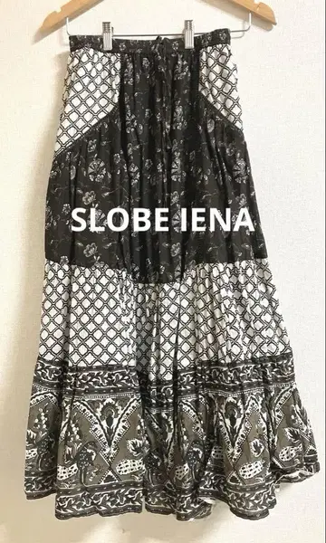 SLOBE IENA 인도 패널 프린트 트리밍 스커트