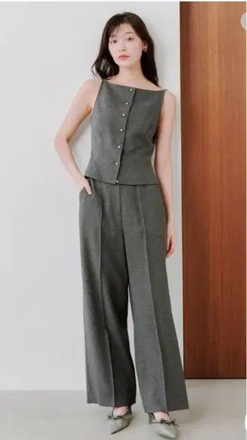 SNIDEL Sustainable 하이웨스트 와이드 팬츠