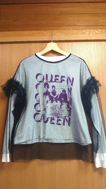 2장 세트 CiaopanicQUEEN 롱T 메쉬 상의 프릴 포함