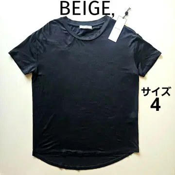 BEIGE, 베이지 레이온 블랙 T셔츠 앞뒤 트임 라운드 밑단 온워드