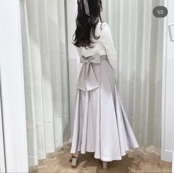 새상품급 안미르 anmille 허리 리본 플레어 스커트