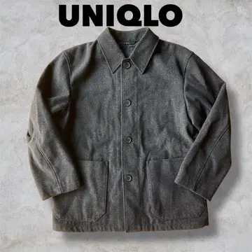 유니클로 울 블렌드 셔츠 자켓 다크 그레이 S