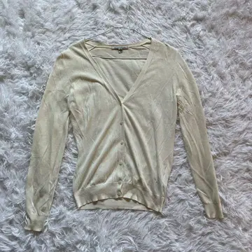 유니클로 여성용 긴팔 가디건 M 아이보리 면 코튼