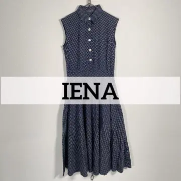 일본제 IENA 슬리브리스 도트 물방울 롱 플리츠 원피스 포켓 있음