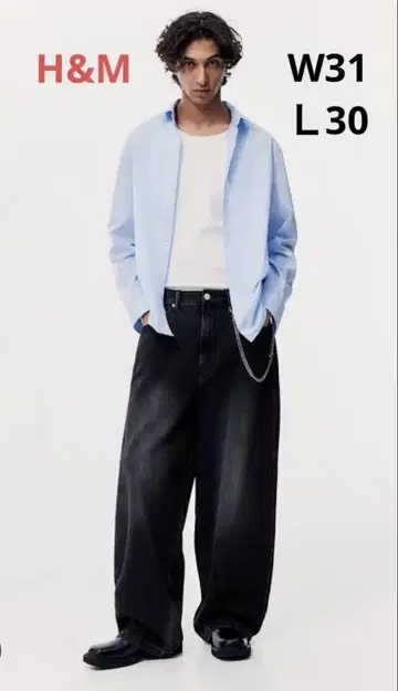 H&M 슈퍼 배기 데님 W31 L30 새상품