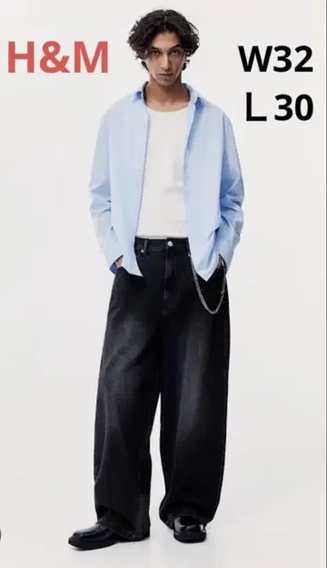 H&M 슈퍼 배기 데님 W32 L30 새상품