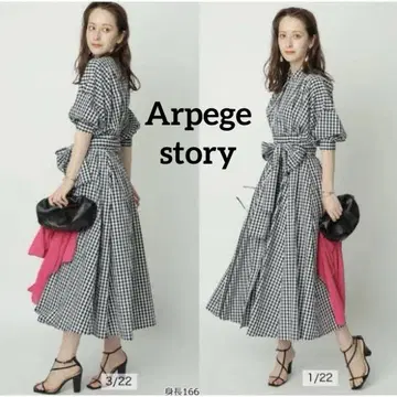 [ Arpege story ] 허리 턱 셔츠 원피스 0 깅엄 체크