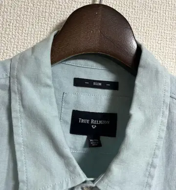 TRUE RELIGION SS 린넨 셔츠 로고 린넨 셔츠