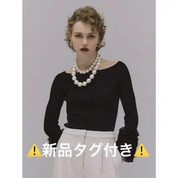 eimy istoire 튤 개더 커프스 니트 풀오버 택 포함 새상품